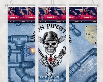 Union Pipefitter 20 oz Skinny Straight Tumbler Wrap-PNG-Digital Download only