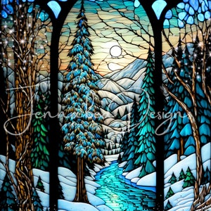Noël, Faux vitrail, Conception de signe de couronne, Sublimation, Imprimable, Format rectangulaire, 8 x 11, PNG, Téléchargement numérique uniquement