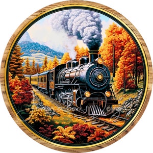 Petticoat Junction, Fall, Train, Locomotive, Autumn, Round, Wreath Sign Design, Sublimation, Printable, PNG, Digital Download Only
