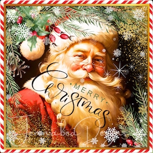 Santa Claus, Christmas, Holiday Design, Seasonal, Square, Wreath Sign Design, Sublimation Design, Printable, PNG, Digital Download Only