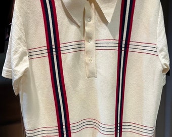 1960s  Damon  Italian Multicolored Pullover Short  Sleeve  Shirt xl