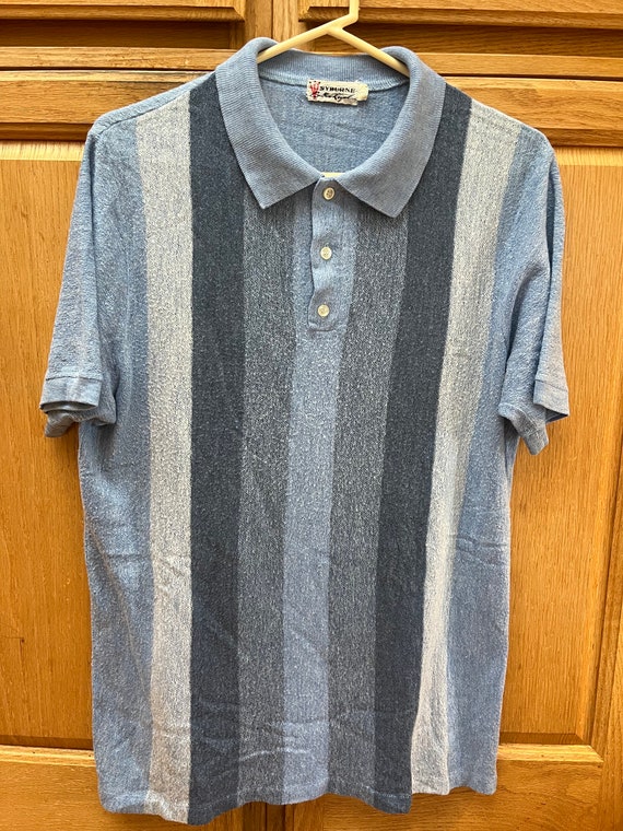 1950s Original Tri Blue Colored Button Down Shirt