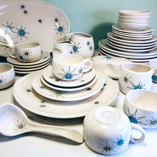 Vintage Franciscan Starburst Dinnerware 1950s Star Design MCM Mid Century Modern Atomic Star Dishes