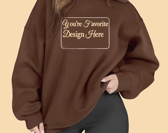 Oversized bruin sweatshirt met ronde hals – gezellige en casual stijl