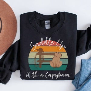 Capybara Sweatshirt, Cute Cowboy Capybara, Funny Capybara Crewneck, Gift for Capybara Lovers, Capybara Gift, Cowboy Capybara Sweatshirt
