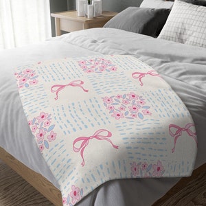 Coquette Bow Blanket, Cute Bow Throw Blanket, Trendy Room Decor, Pink Bow Throw, Girly Social Club, Pinterest Aesthetic, Shabby Chic Decor