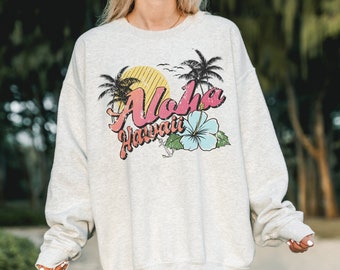 Aloha Sweatshirt, Hawaiian Sweatshirt, Summer Shirt, Vintage Aloha Shirts, Aloha Crewneck, Aloha Shirt Tropical, Floral, Vacation Sweatshirt