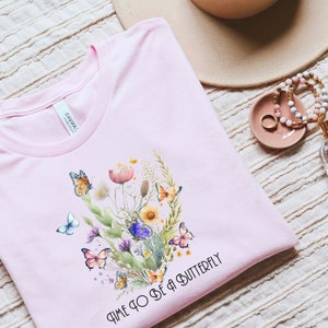 Wildflowers T-Shirt, Butterflies Shirt, Boho Aesthetic, Floral Shirt, Gift for Her, Wildflower Tee Shirt, Bohemian Shirt, Garden Shirt