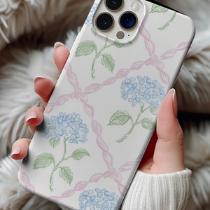 Blue Floral iPhone Case, Floral Coquette Phone Case, Cottagecore, Preppy Phone Case,Trendy Coquette iPhone Case, Coquette iPhone 16,15,14