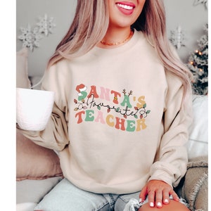 Holiday Teacher Sweatshirt, Christmas Teacher Sweatshirt, Crewneck Sweatshirt, Favorite Teacher, Gift For Teacher, Christmas Teacher Sweater