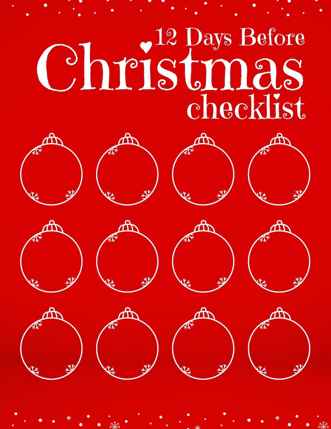 12 Days of Christmas Editable Checklist (Instant Download) Etsy