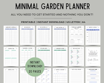 Garden Planner Printable, Gardening Log, Minimal Garden Plan, Gardening for Beginner, Garden Organizer, Garden Binder, Easy Garden Planner