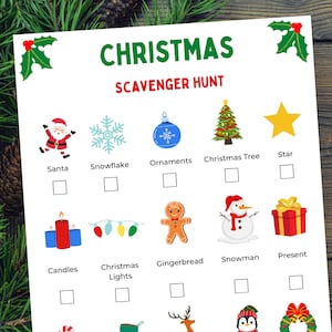 Christmas Scavenger Hunt for Kids | Kids Holiday Scavenger Hunt | Printable Christmas Party Games for Kids | Christmas Activity for Kids