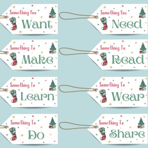 Christmas Gift Tags, Something you Want, Something you Need, Gift Tags from Santa, Gift Tags for Kids, Printable Gift Tags, 4 Gift Rule