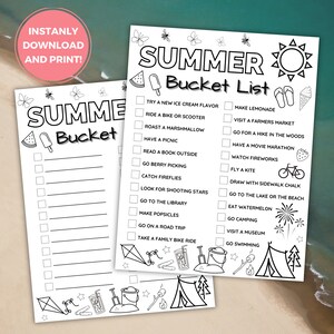 Summer Vacation Bucket List for Kids and Teens