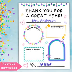 Teacher Appreciation Printable Teacher Appreciation Gift Teacher Thank You Personalized Teacher Thank you Last Minute Teacher Thank you Gift