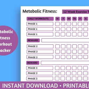 12 Week Metabolic Fitness Workout / Exercise Tracker With Rewards - Etsy
