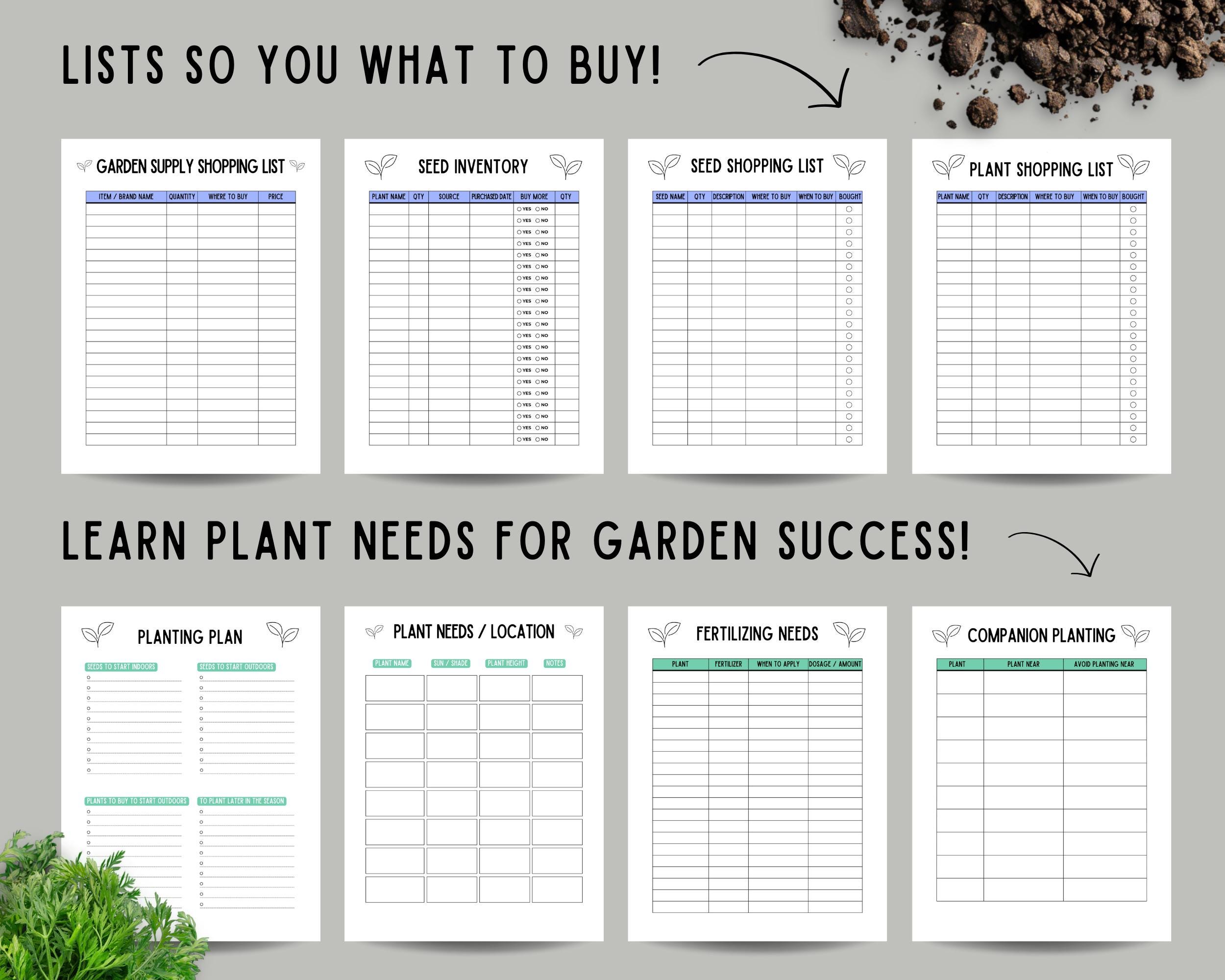 Garden Planner Printable, Gardening Log, Minimal Garden Plan, Gardening for Beginner, Garden ...