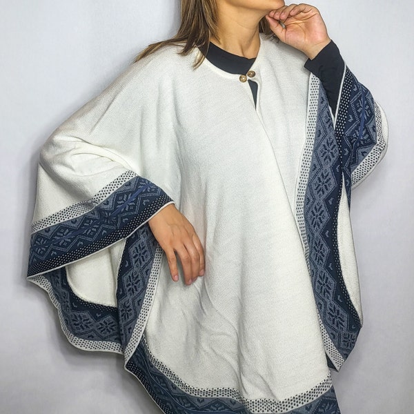 Hand Made  Cashmere Wool Female Poncho.  Handcrafted by Indigenous Hands. Poncho with button lay over effect