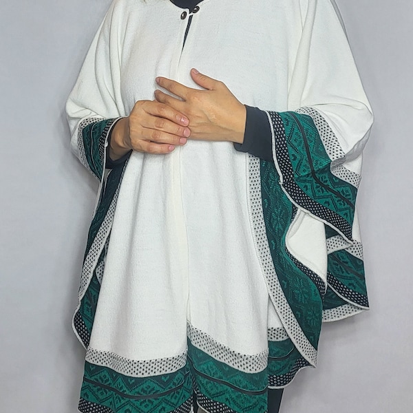 Hand Made  Cashmere Wool Female Poncho.  Handcrafted by Indigenous Hands. Poncho with button lay over effect