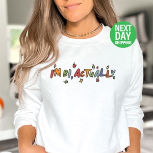 Felpa Heartstopper &quot;I&#39;m Bi Actually&quot;: maglietta in stile vintage con slogan Pride