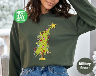 Whimsical Christmas Tree Shirt, Whoville Tree Sweatshirt and Hoodie, Whimsical Tree, Trendy Christmas Tree Sweatshirt, G Tree, Merry -CC103