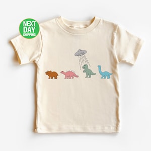 Dinosaur Kids Shirt: Alien Abduction T-Rex, Triceratops, Stegosaurus