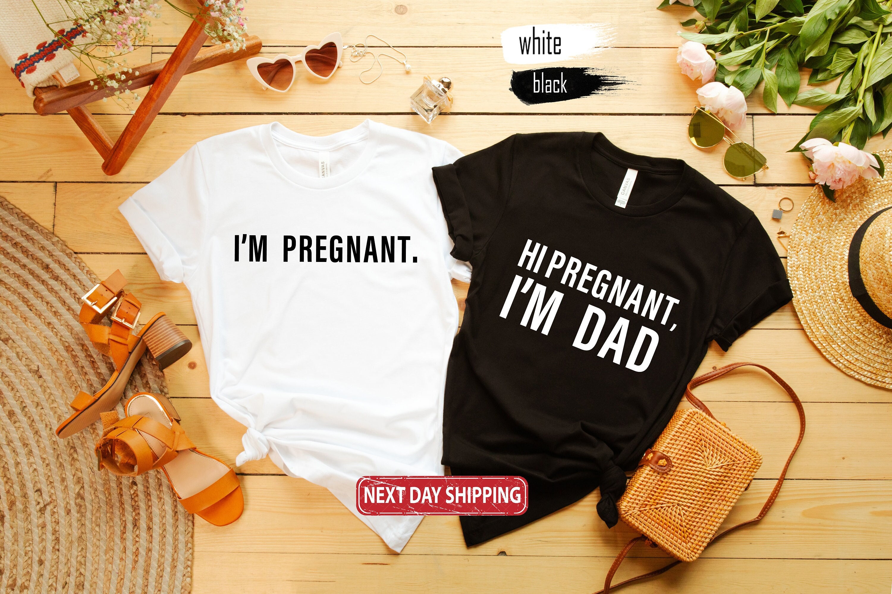 Matching Pregnancy Announcement T-Shirt Set: I'm Pregnant, I'm Dad