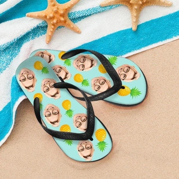Custom Face Flip Flops Personalized Pineapple Beach Sandal