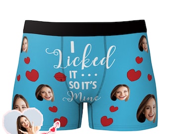 I Licked It So It's Mine Custom Boxer Funny Face Men's Underwear - 6 Colors