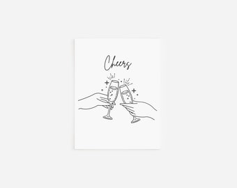 Cheers Greeting Card | Dainty Congratulations Card | Gold foil congratulations greeting card | Happy Birthday Greeting Card