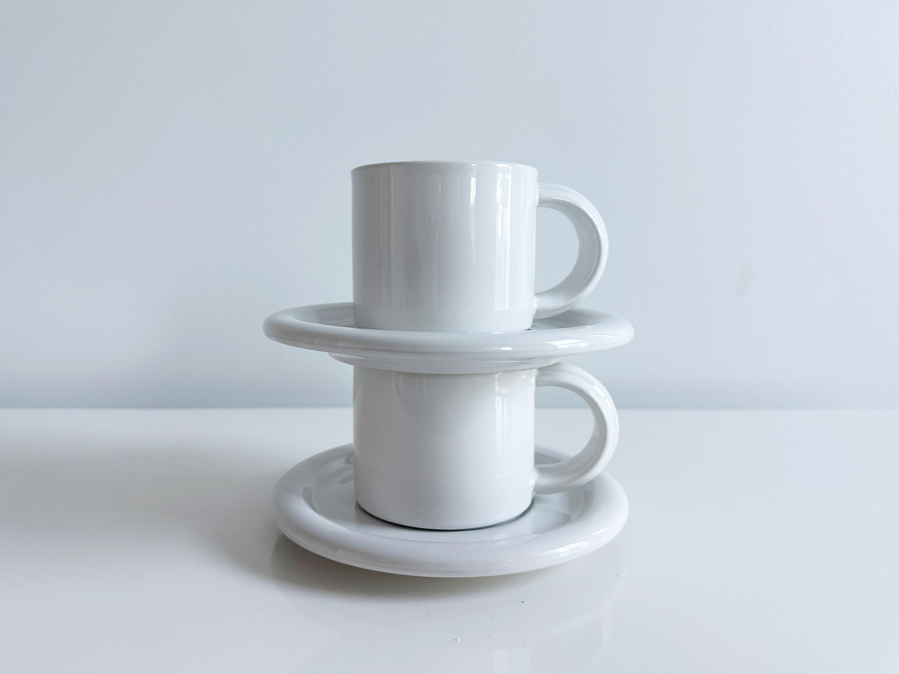Vintage Jepcor International China Seas White Flat Cups & Saucers
