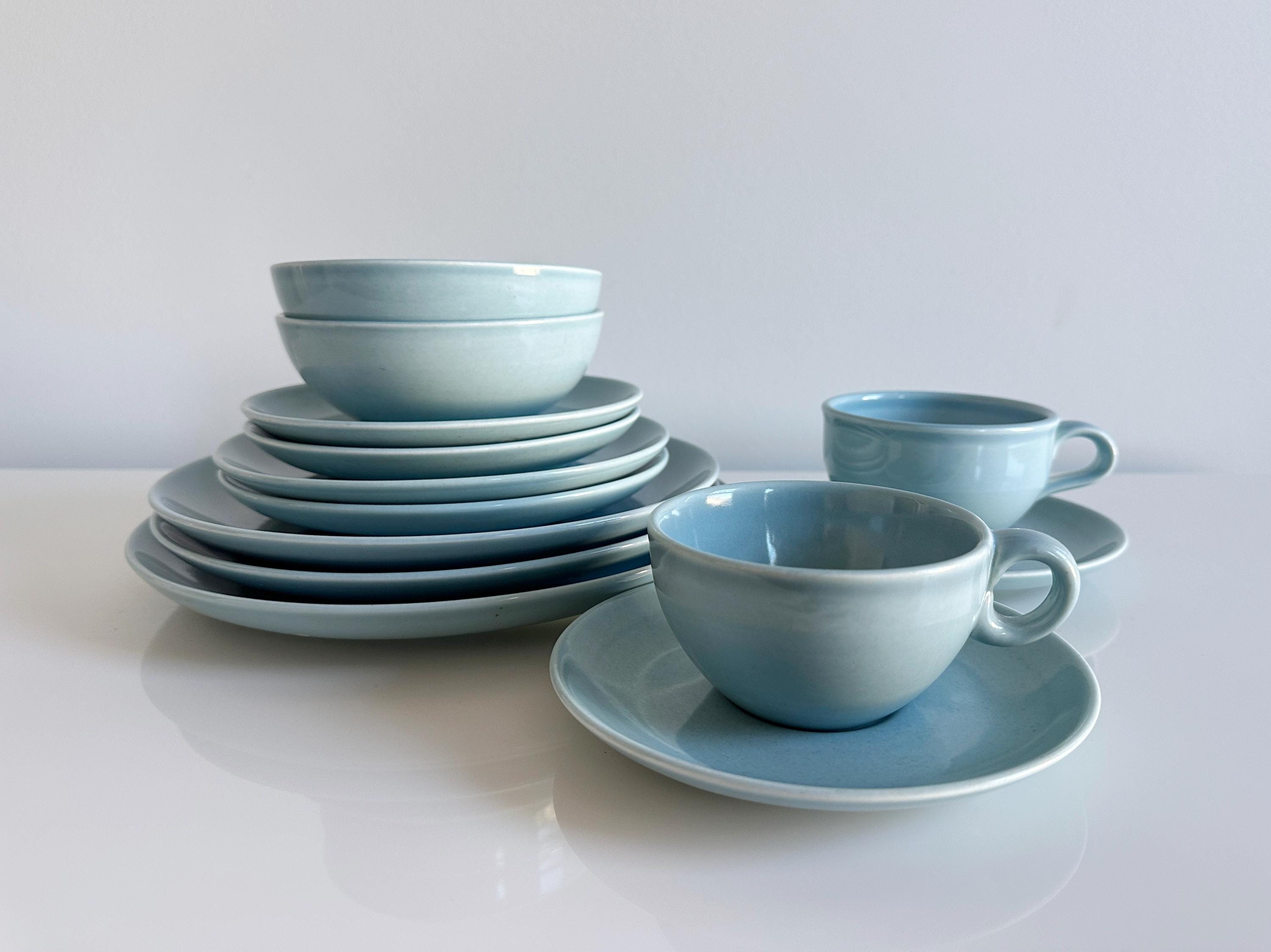 Russel Wright Iroquois Casual Blue Dinnerware: Plates, Bowls, Cups