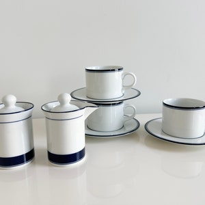 Vintage Dansk Bistro Allegro Blue Dinnerware Set: Cups, Plates, Creamer, Sugar
