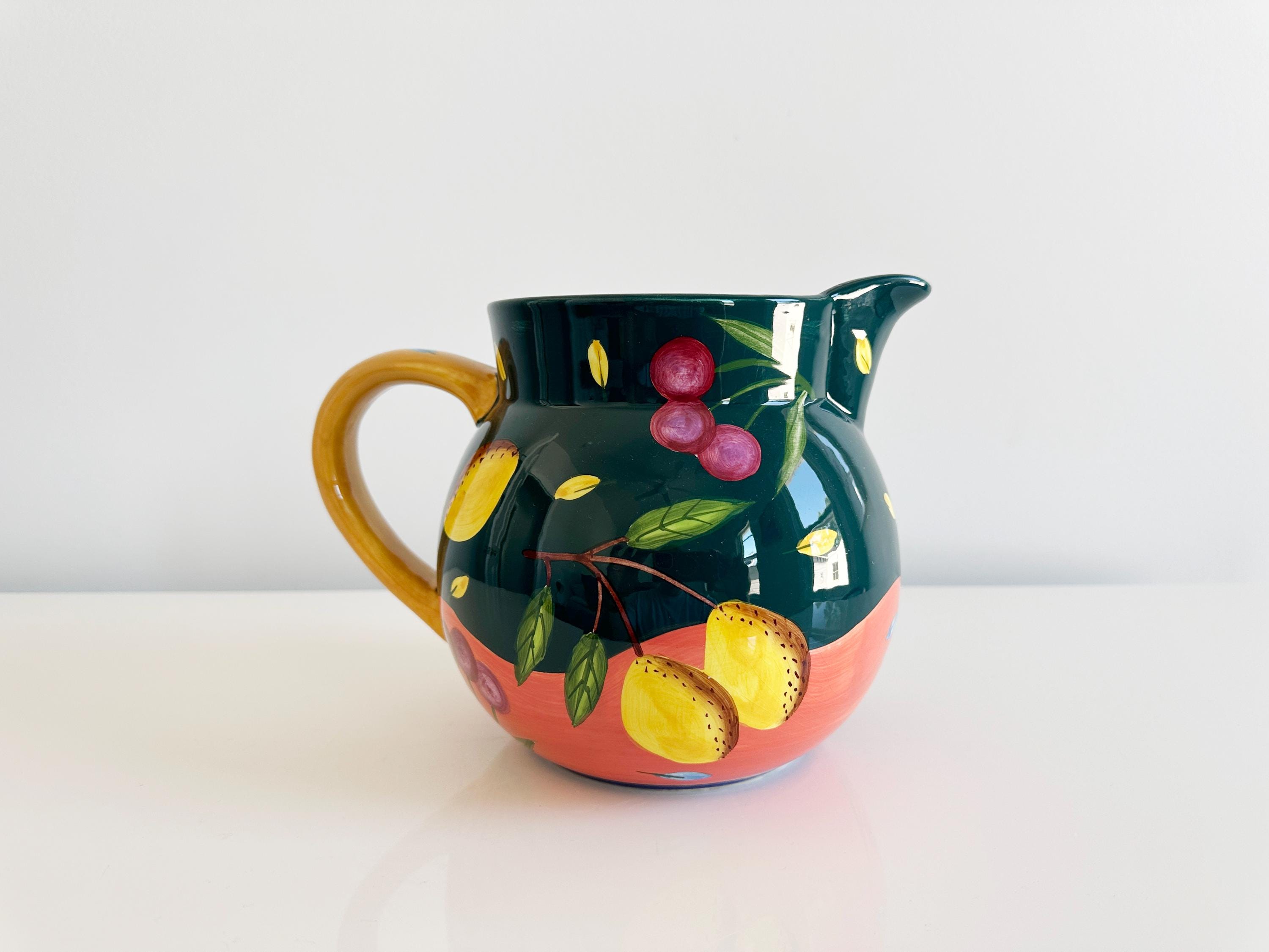 Bella Casa by Ganz Fruit Themed Ceramic Pitcher Lemons, Cherries