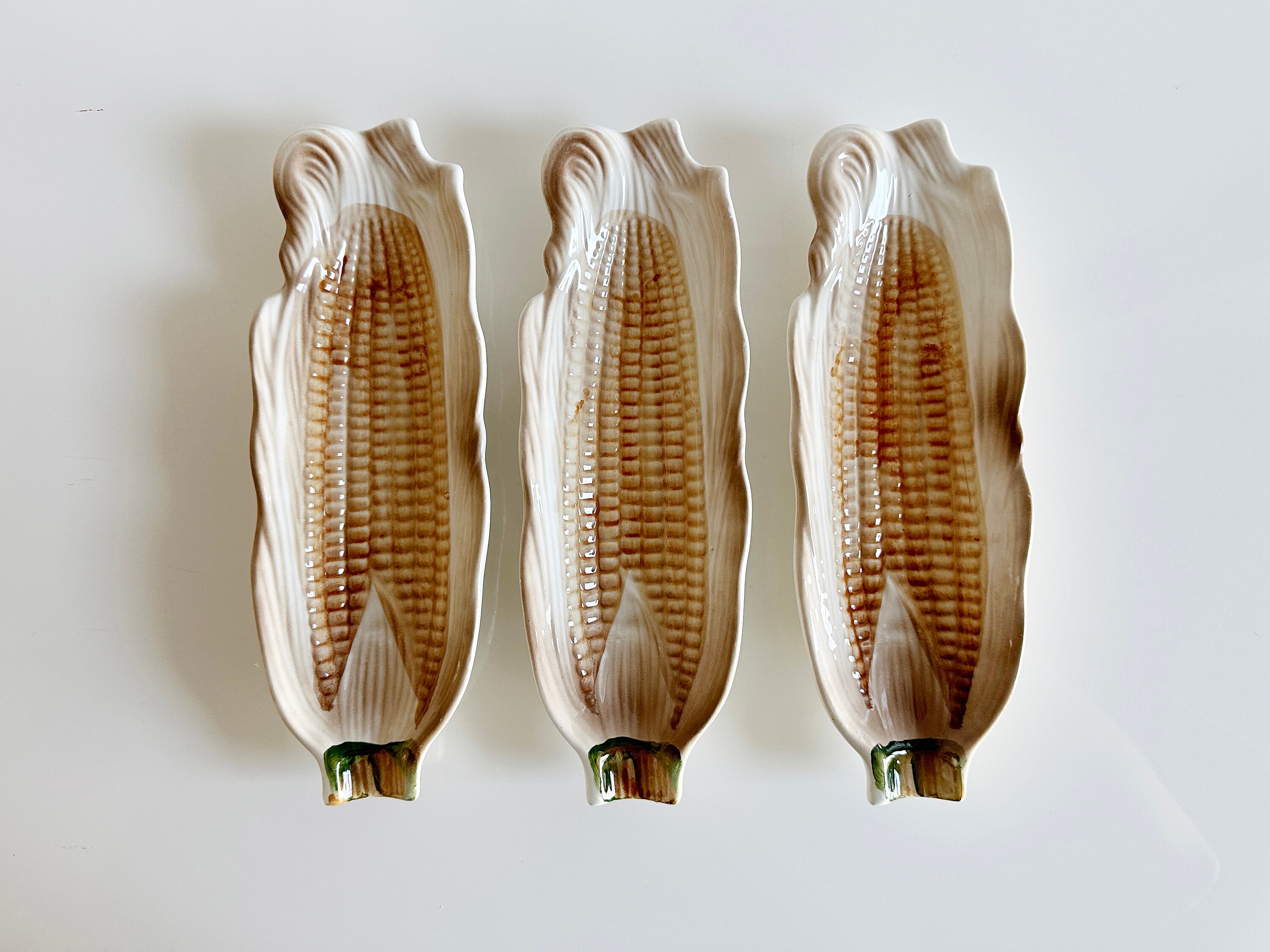 Open Lot Ceramic Corn Cob Dishes Vintage