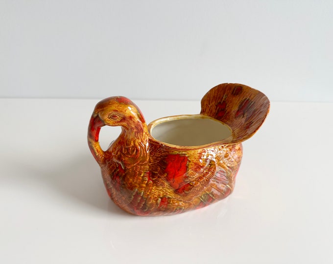 Vintage Turkey Gravy Boat, Cute Thanksgiving Tableware, Ceramic Tom