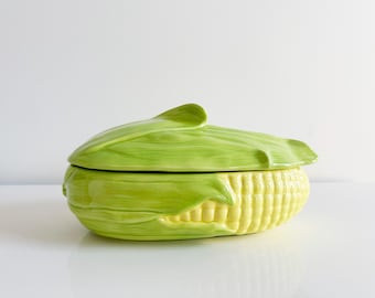 Vintage Holland Mold Corn Dish Set: Serving Vessel & Plates, 1977