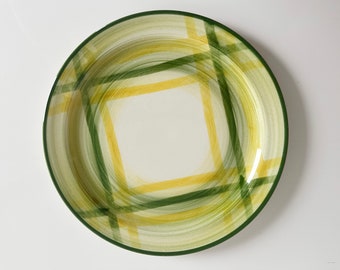 Vernonware Gingham Green Hand Painted Dinnerware Plates Tea Cups by Vernon Kilns Poppytrail Metlox USA Vintage 1940s