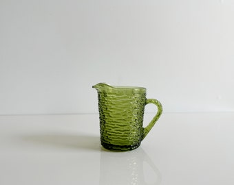 Soreno Avocado Green Glass Creamer Pitcher by Anchor Hocking Vintage 1960s