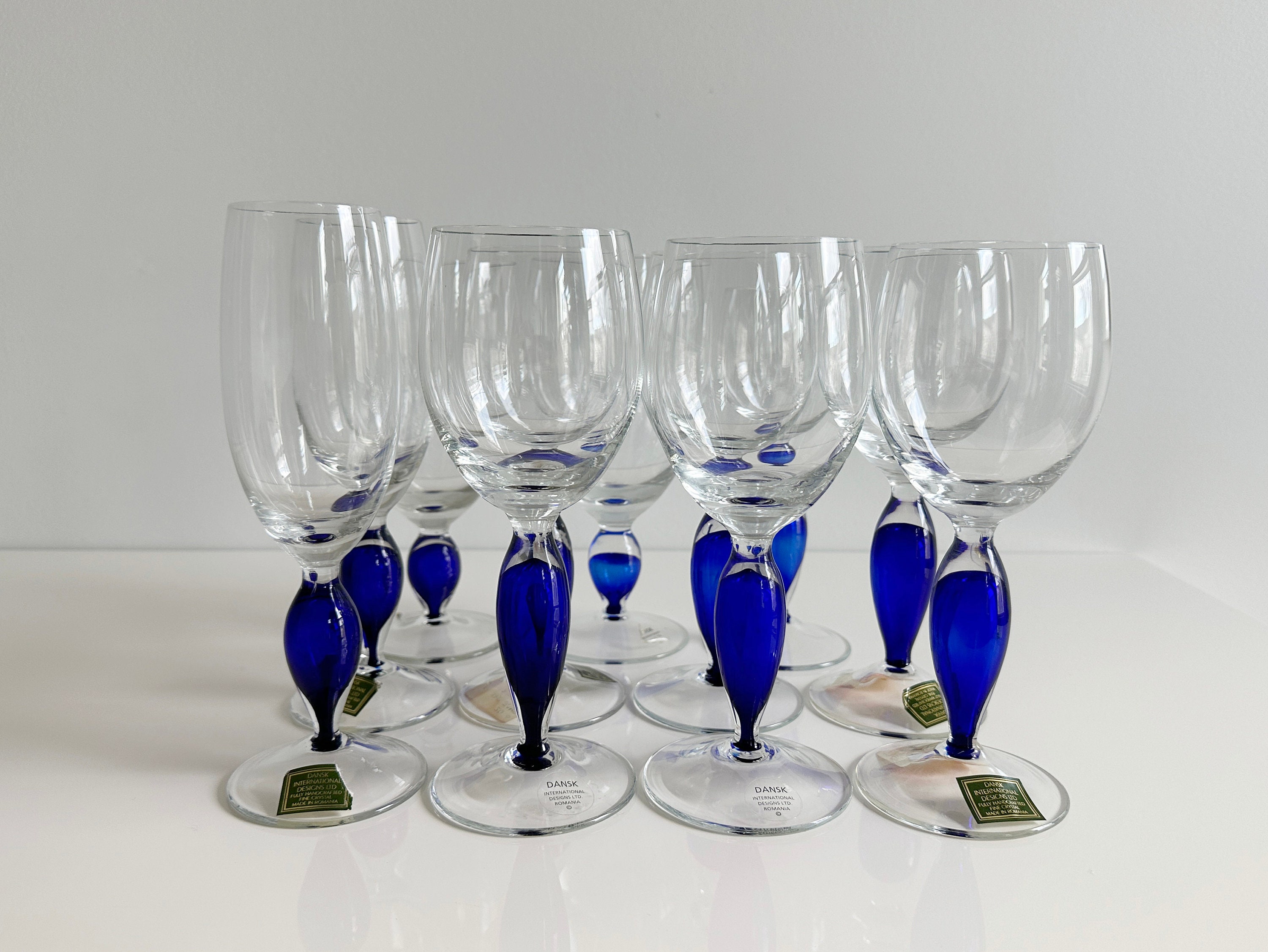 Assorted Dansk Amazon Cobalt Blue Water Goblet Wine Glasses Etsy