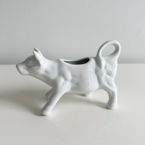 White Porcelain Ceramic Cow Creamer Vintage