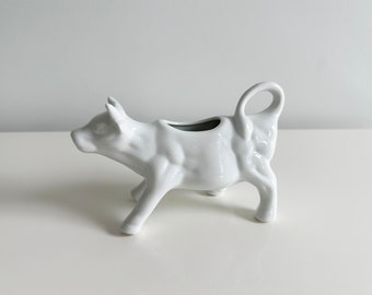 White Porcelain Ceramic Cow Creamer Vintage