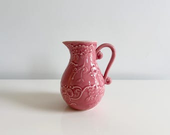 Vintage Brown Bordallo Pinheira Faience Jug: White Swan Vase