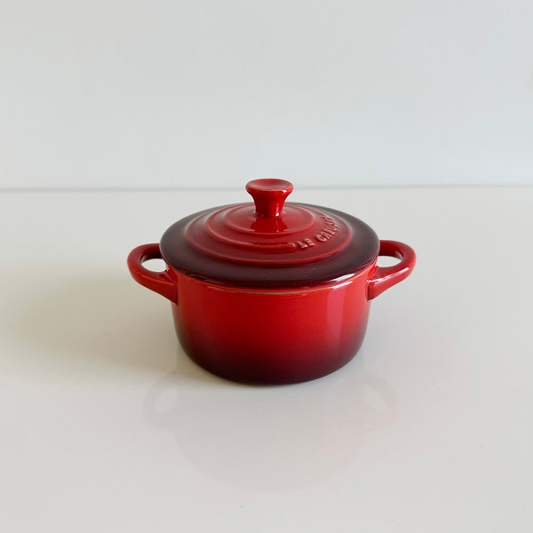 Le Creuset Red Stoneware Mini Round Cocotte France