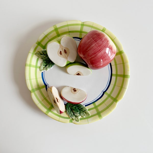 Trompe L'oeil Ceramic Apple Plate Bella Casa by Ganz 8" China Vintage