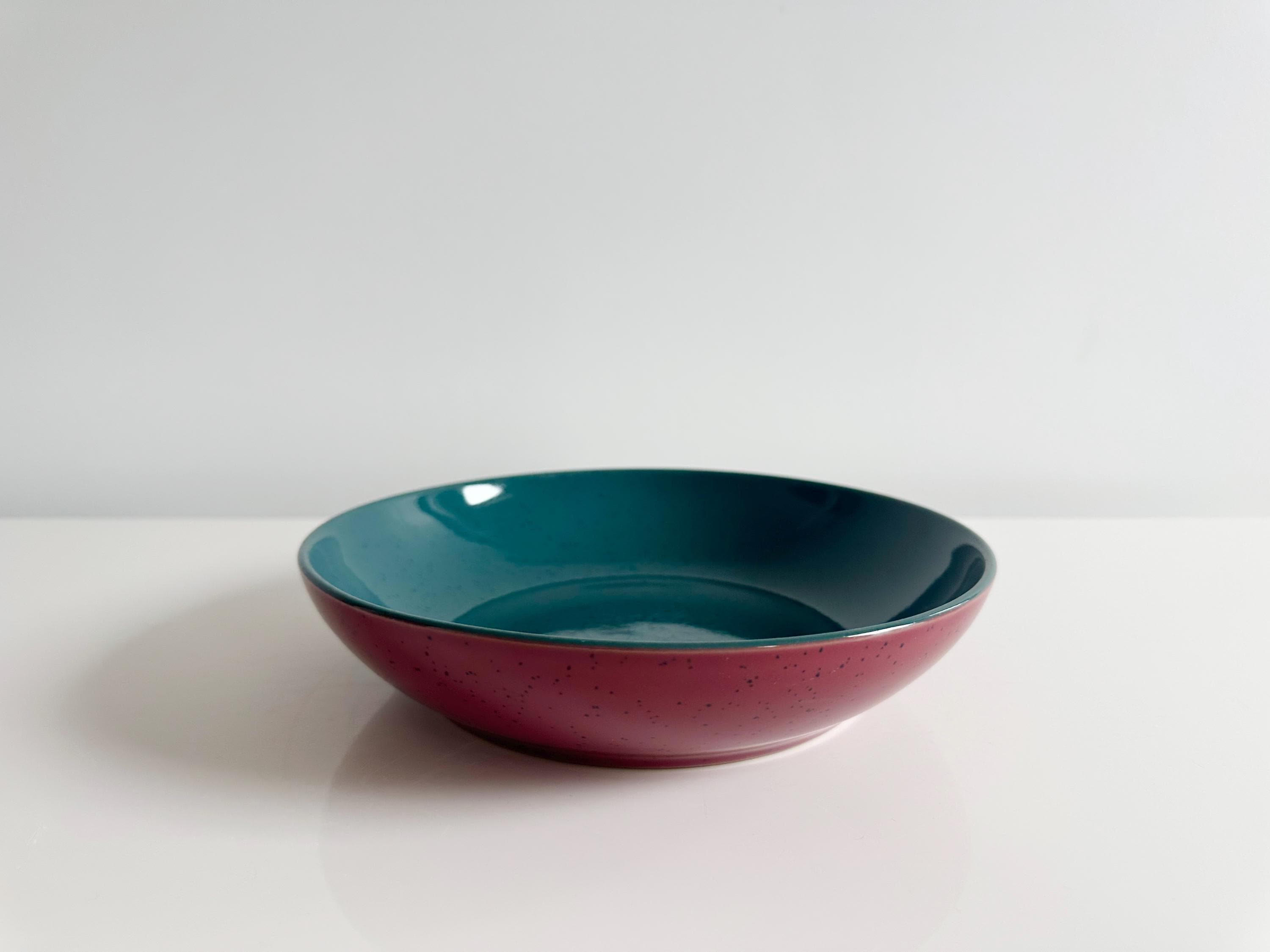 Denby-Langley ハーレクイン レッド ブルー パスタ ボウル　2枚 Denby-langley Harlequin Dinnerware: Dinner Plates, Pasta Bowls