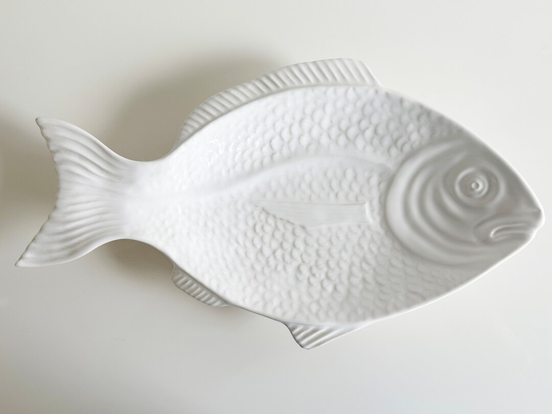 Large Ceramic Fish Serving Platter Bowl Dish Portugal Vintage Etsy