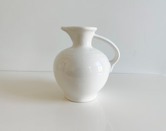 White Fiesta Ceramic Pitcher Carafe Jug by Homer Laughlin USA Vintage 1980s