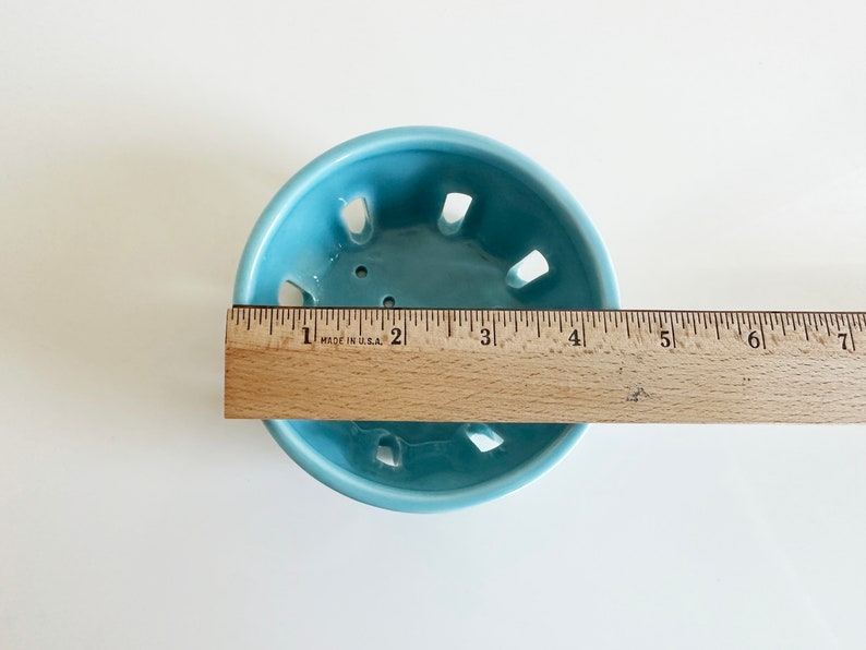 Round Ceramic Decorative Berry Basket Turquoise Blue by Ashland Vintage
